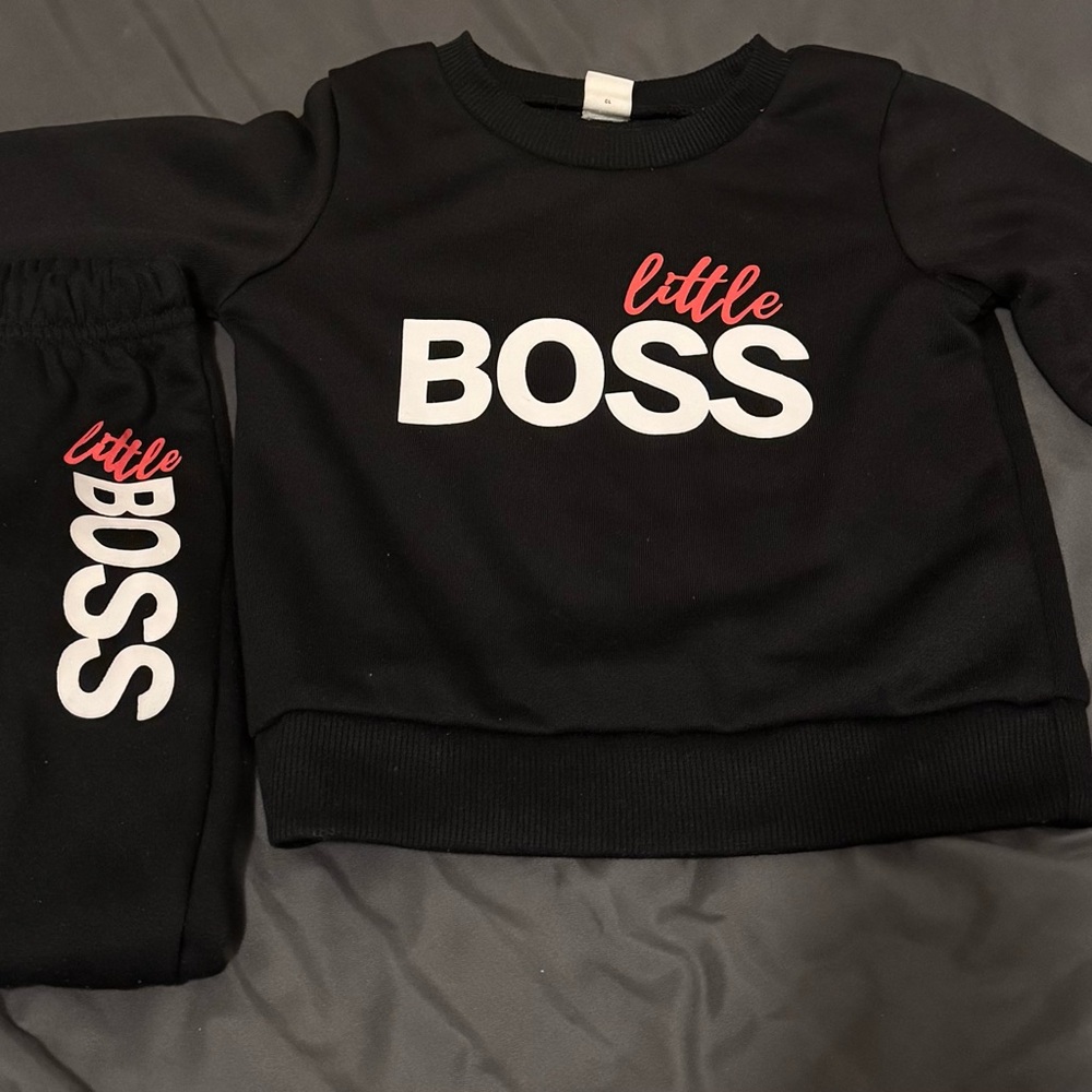 Black and White 'Little Boss' Kids Joggers